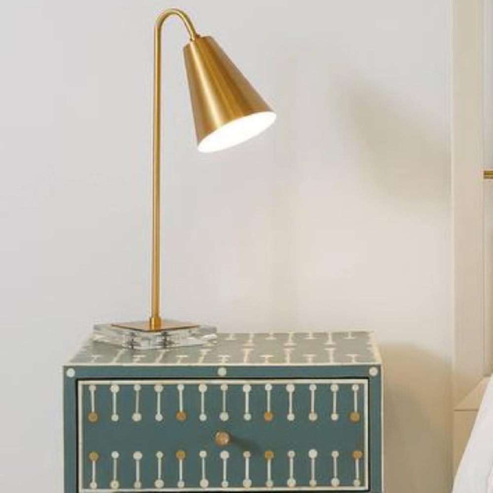 Anthropologie Trumpet Bent Brass Acrylic Task Lamp